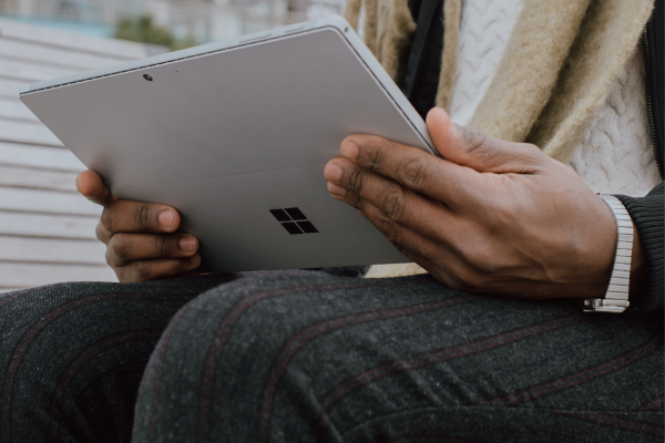 Person using a tablet computer